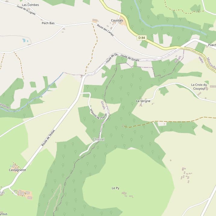 Carte de situation du Moulin de Vignars, 1048 impasse de Charrel, 82330 Ginals