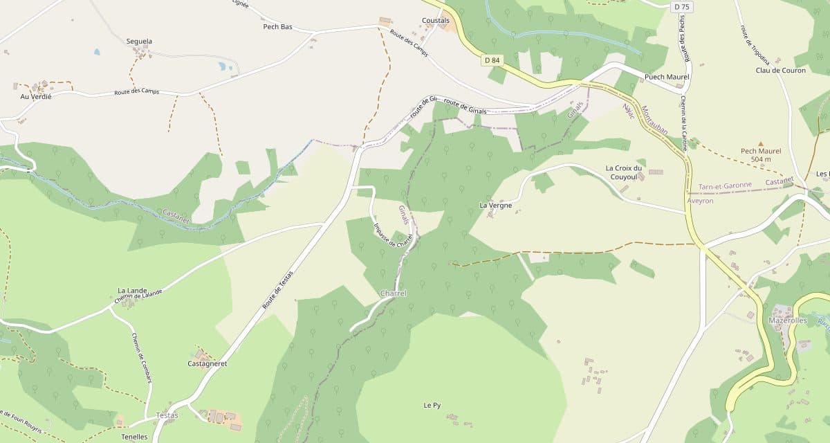 Carte de situation du Moulin de Vignars, 1048 impasse de Charrel, 82330 Ginals